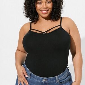 Foxy Strappy Cami (1x, Black, NWT)